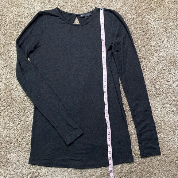 Moss Copenhagen Gray Open Back Long Sleeve Tee Top Noomi Wool - Picture 4 of 6